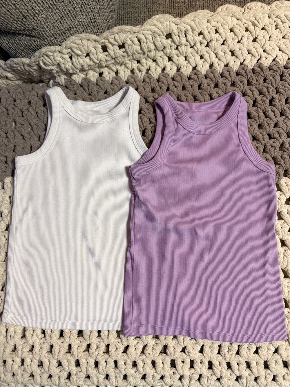 Cat & Jack Girls Ribbed Tank Top Duo - White & Lavender